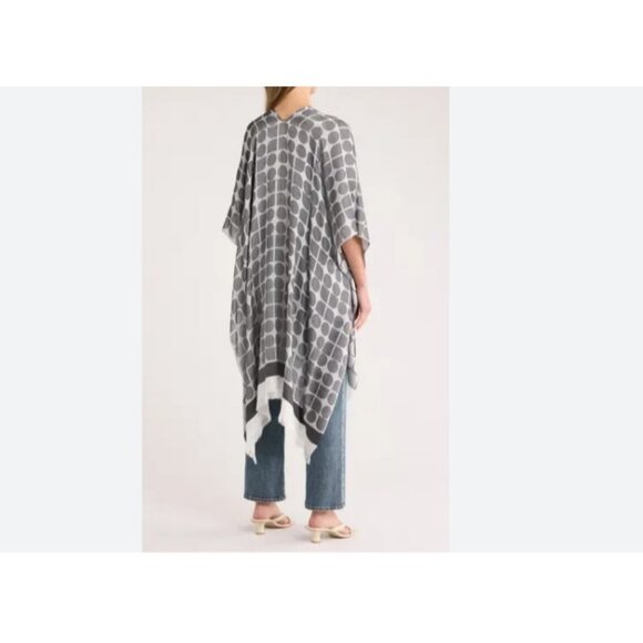 KATE SPADE NY Noel dye open front topper duster cover up - Black/Cream- One size - Picture 3 of 7